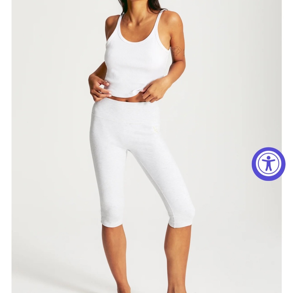 The Bar Light Gray Cotton High Waist Capri Leggings